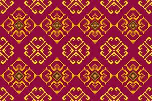 Pixel pattern ethnic oriental traditional design fabric pattern textile African Indonesian Indian seamless Aztec style abstract illustration vector