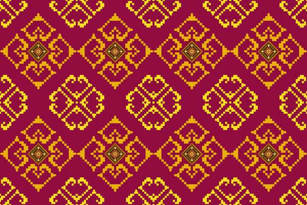 Pixel pattern ethnic oriental traditional design fabric pattern textile African Indonesian Indian seamless Aztec style abstract illustration