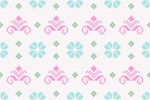 Pixel pattern ethnic oriental traditional design fabric pattern textile African Indonesian Indian seamless Aztec style abstract illustration vector