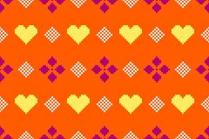 Pixel pattern ethnic oriental traditional design fabric pattern textile African Indonesian Indian seamless Aztec style abstract illustration vector