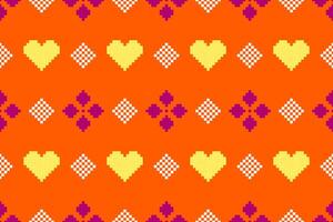 Pixel pattern ethnic oriental traditional design fabric pattern textile African Indonesian Indian seamless Aztec style abstract illustration vector