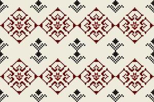 Pixel pattern ethnic oriental traditional. design fabric pattern textile African Indonesian Indian seamless Aztec style abstract illustration vector