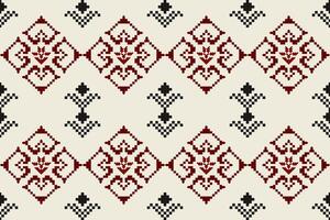 Pixel pattern ethnic oriental traditional. design fabric pattern textile African Indonesian Indian seamless Aztec style abstract illustration vector