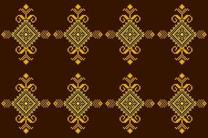 Pixel pattern ethnic oriental traditional design fabric pattern textile African Indonesian Indian seamless Aztec style abstract illustration vector