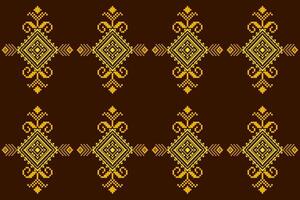 Pixel pattern ethnic oriental traditional design fabric pattern textile African Indonesian Indian seamless Aztec style abstract illustration vector