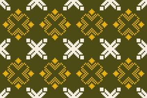 Pixel pattern ethnic oriental traditional. design fabric pattern textile African Indonesian Indian seamless Aztec style abstract illustration vector