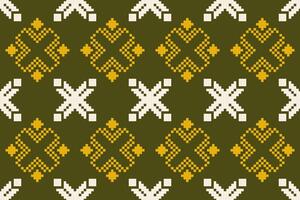 Pixel pattern ethnic oriental traditional. design fabric pattern textile African Indonesian Indian seamless Aztec style abstract illustration vector