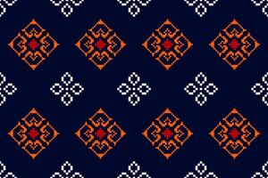 Pixel pattern ethnic oriental traditional. design fabric pattern textile African Indonesian Indian seamless Aztec style abstract illustration vector