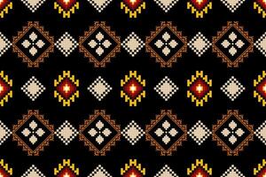Pixel pattern ethnic oriental traditional. design fabric pattern textile African Indonesian Indian seamless Aztec style abstract illustration vector