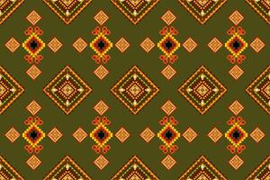 Pixel pattern ethnic oriental traditional design fabric pattern textile African Indonesian Indian seamless Aztec style abstract illustration vector