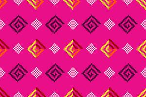 Pixel pattern ethnic oriental traditional design fabric pattern textile African Indonesian Indian seamless Aztec style abstract illustration vector