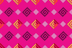 Pixel pattern ethnic oriental traditional design fabric pattern textile African Indonesian Indian seamless Aztec style abstract illustration vector