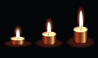 parrafin candle burning light vector