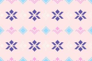 Pixel pattern ethnic oriental traditional design fabric pattern textile African Indonesian Indian seamless Aztec style abstract illustration vector