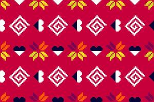 Pixel pattern ethnic oriental traditional design fabric pattern textile African Indonesian Indian seamless Aztec style abstract illustration vector