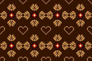 Pixel pattern ethnic oriental traditional. design fabric pattern textile African Indonesian Indian seamless Aztec style abstract illustration vector