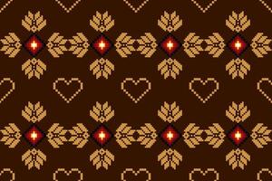 Pixel pattern ethnic oriental traditional. design fabric pattern textile African Indonesian Indian seamless Aztec style abstract illustration vector