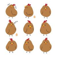 Brown Chicken 2 on a white background, illustration. vector