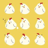 White Chicken 4 cute on a background, illustration. vector