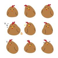 Brown Chicken 4 cute on a background, illustration. vector