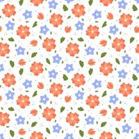 Flowers pattern . Cute floral seamless white background. Repeating illustration of hand drawn botanical elements. vector