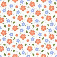 Flowers pattern . Cute floral seamless white background. Repeating illustration of hand drawn botanical elements. vector