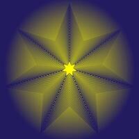 Round pattern in the form of a golden seven-pointed star on a blue background vector