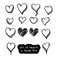 Set of heart shapes in hand drawn design with simple 3d design in some shape for , banner, or social media post template design vector