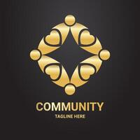 comunidad logo, lujo estilo dorado color vector