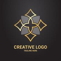 creativo logo, dorado color lujo estilo vector