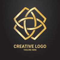 creativo logo, dorado color lujo estilo vector