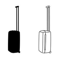 Silhouette and sketch outline of suitcases vector