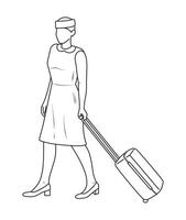 Sketch silhouette flight attendant, stewardess. Profession, work vector