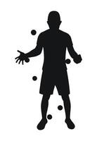 Black silhouette of a juggler while juggling balls vector