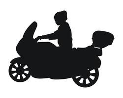 Black silhouette of a motorcyclist on a motorcycle on a trip, sport, profession, hobby vector