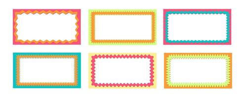 Frames with wavy zigzag edges. Set of trendy curved geometric frames for decorative design. illustration. vector