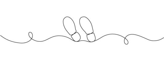 Shoe print icon drawn with one continuous line. Single line frame with shoe print. editable line illustration vector