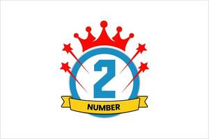 Flat number second two winner achievement champion award label logo template illustration vector