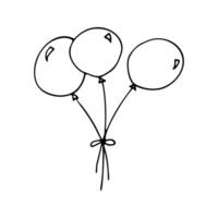 Simple cute doodle air balloon. Hand drawn clipart, isolated on white backdrop. vector