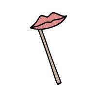 Single element lips on the stick in doodle style. Doodle illustration, props on event vector