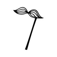 Single element moustache on the stick in doodle style. Doodle illustration, props on event. Cute element for greeting cards, posters, stickers and seasonal design. Isolated on white background vector