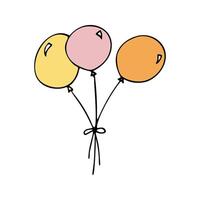 Color cute doodle air balloon. Hand drawn clipart vector