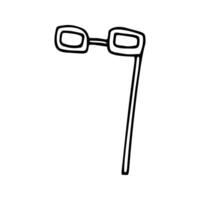Single element glasses on the stick in doodle style. Doodle illustration, props on event. Cute element for greeting cards, posters, stickers and seasonal design. Isolated on white background vector