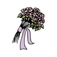 Cute clipart bouquet of flowers. Thank you. Hand drawn doodle illustration vector