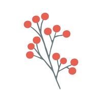 hand drawn branch of berries for winter and autumn decoration. Doodle illustration. vector