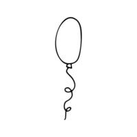 Simple cute doodle air balloon. Hand drawn clipart, isolated on white backdrop. vector