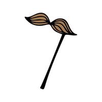 Single element moustache on the stick in doodle style. Doodle illustration, props on event. vector