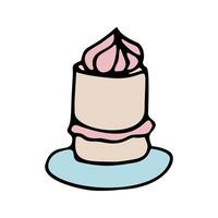 Color hand drawn cake, dessert. Doodle illustration. vector