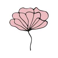 Cute single hand drawn floral elements. Doodle illustration vector