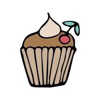 Color hand drawn cake, dessert. Doodle illustration. vector